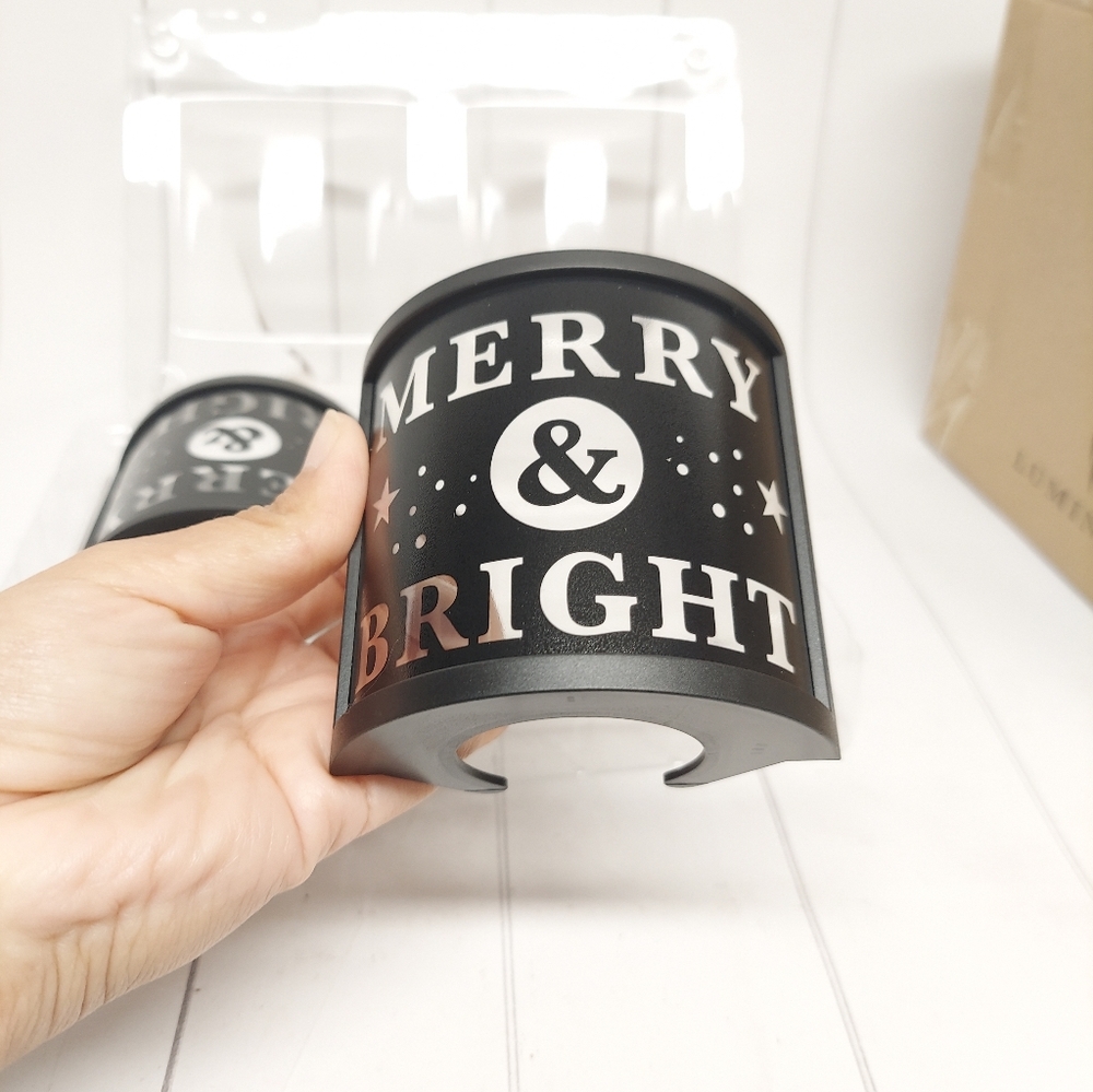 Luminara Nightlight Shades with 8 Decorative Inserts Black -Set of 2